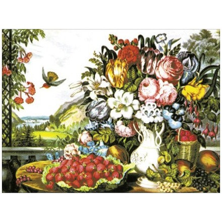 Натюрморт «Цветы и фрукты» Ткань для вышивания с нанесённым рисунком Orchidea O-029 - Вышивка крестиком и бисером - Овца Рукодельница