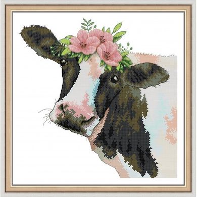 Красива корова Набір для вишивання хрестиком з друкованою схемою на тканині Joy Sunday DA608 - Вышивка крестиком и бисером - Овца Рукодельница