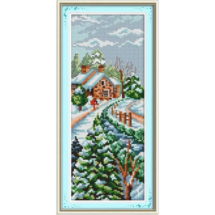 Зима Набор для вышивания крестом с печатной схемой на ткани Joy Sunday F070 - Вышивка крестиком и бисером - Овца Рукодельница