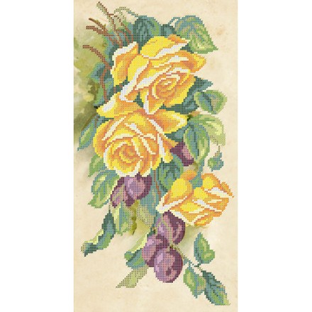 Троянди та сливи Атлас з малюнком для часткової вишивки бісером Ангеліка A-568 - Вишивка хрестиком і бісером - Овечка Рукодільниця