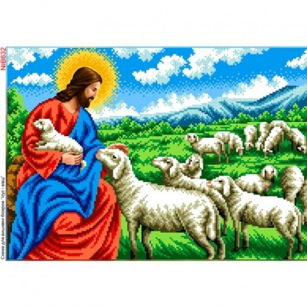 Ісус та вівці Схема для вишивки бісером Biser-Art B632ба - Вишивка хрестиком і бісером - Овечка Рукодільниця
