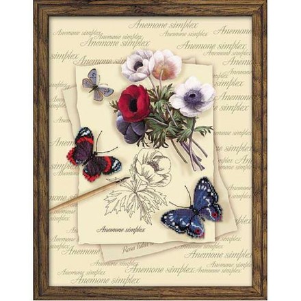 Бабочки с анемонами. Набор для вышивания. Риолис (РТ-0002) - Вышивка крестиком и бисером - Овца Рукодельница