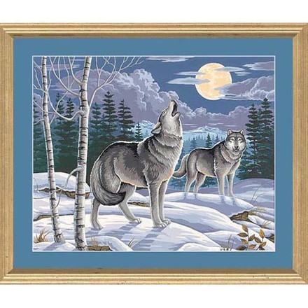 Вой волка в зимнем лесу. Набор для рисования красками. Дименшенс Dimensions (91004) - Вышивка крестиком и бисером - Овца Рукодельница