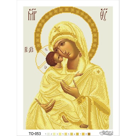 Схема картины Владимирская икона Божией Матери для вышивки бисером на ткани ТО053ан3243 - Вышивка крестиком и бисером - Овца Рукодельница