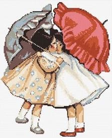 Гобелен Девочки с зонтиками. Набор для вышивания гобеленом. Luca-S (G378) - Вышивка крестиком и бисером - Овца Рукодельница