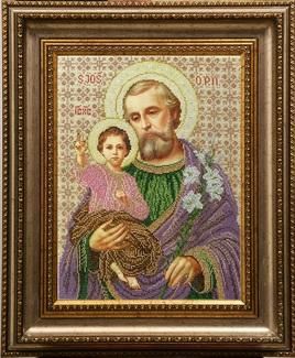 Святой Иосиф с Иисусом. Рисунок на ткани для вышивки бисером. БС Солес (СЙІ) - Вышивка крестиком и бисером - Овца Рукодельница