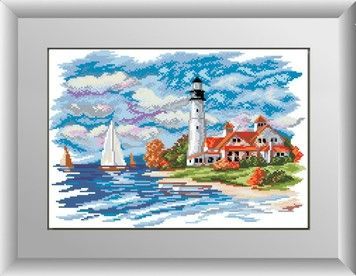 Набір для малювання каменями алмазний живопис Dream Art Морський пейзаж (маяк) (квадратні, повна) 30149D - Вишивка хрестиком і бісером - Овечка Рукодільниця