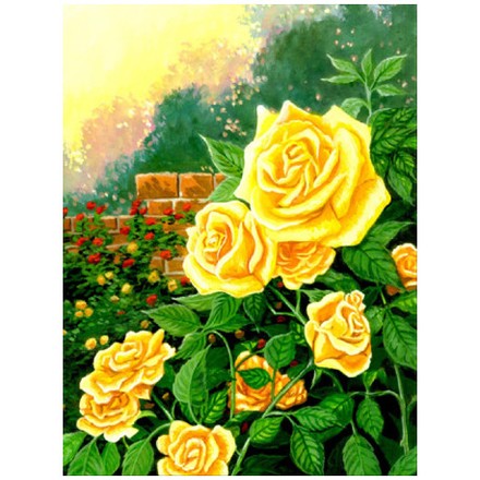 Жёлтые розы у поместья Ткань для вышивания с нанесённым рисунком Orchidea O-015 - Вышивка крестиком и бисером - Овца Рукодельница
