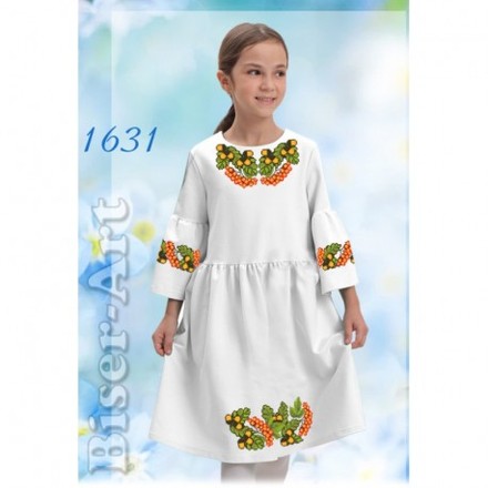 Сукня дитяча біла (габардин) Заготовка для вишивки бісером або нитками Biser-Art 1631ба - Вышивка крестиком и бисером - Овца Рукодельница