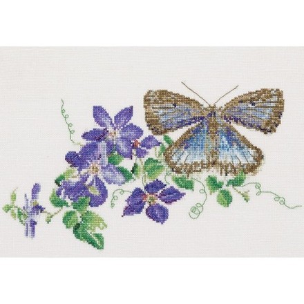Набір для вишивання хрестиком Butterfly-Clematis Linen Thea Gouverneur 438 - Вышивка крестиком и бисером - Овца Рукодельница