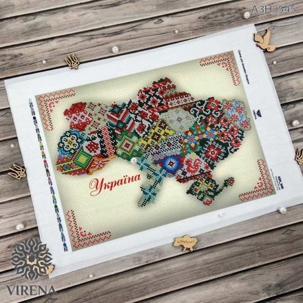 Мапа України Схема для вишивання бісером Virena А3Н_545 - Вышивка крестиком и бисером - Овца Рукодельница