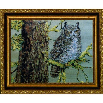 Набор для вышивания Kustom Krafts MBW-006 Great Horned Owl - Вышивка крестиком и бисером - Овца Рукодельница