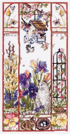 Spring Can Sampler Весенний кот. Набор для вышивания крестом. Janlynn (023-0589) - Вышивка крестиком и бисером - Овца Рукодельница