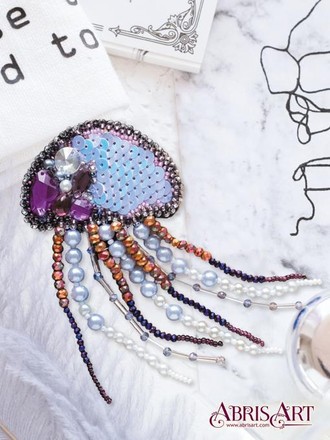Медуза. Набор для вышивки бисером украшения на натуральном художественном холсте. Абрис Арт (AD-071) - Вышивка крестиком и бисером - Овца Рукодельница