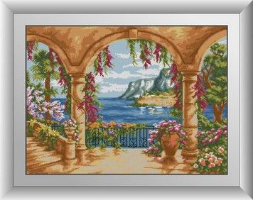 Набір для малювання каменями алмазний живопис Dream Art Тераса біля моря (квадратні, повна) 30734D - Вишивка хрестиком і бісером - Овечка Рукодільниця