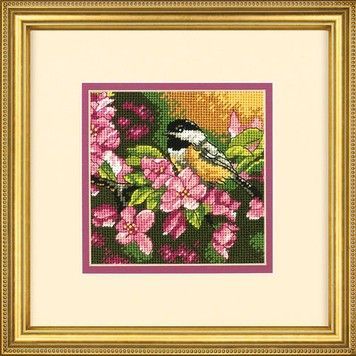 Набір для вишивання гобеленом Dimensions 71-07244 Синичка в рожевому // Chickadee in Pink - Вишивка хрестиком і бісером - Овечка Рукодільниця