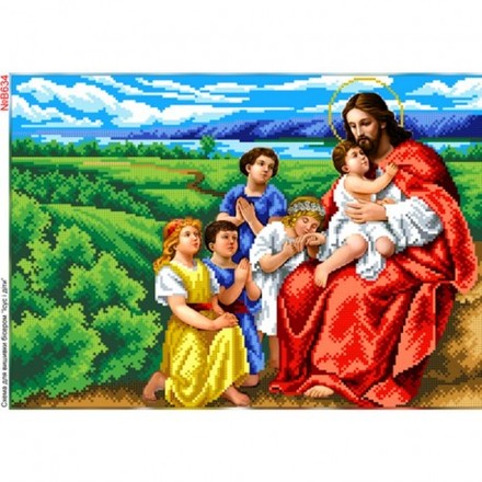 Ісус та діти Схема для вишивки бісером Biser-Art B634ба - Вишивка хрестиком і бісером - Овечка Рукодільниця