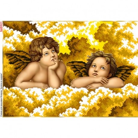 Ангели в хмаринках (золото) Схема для вишивки бісером Biser-Art B501ба - Вишивка хрестиком і бісером - Овечка Рукодільниця