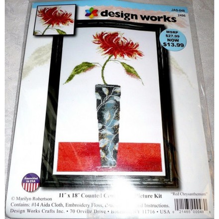 Набор для вышивания Design Works 2496 Red Chrysanthemum - Вишивка хрестиком і бісером - Овечка Рукодільниця