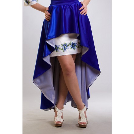 Заготовка женской юбки для вышивки бисером Барвиста Вышиванка Синие цветы СЖ018кБнннн