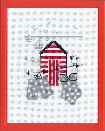 Красный пляжный домик. Набор для вышивания. Permin (13-7123) - Вышивка крестиком и бисером - Овца Рукодельница