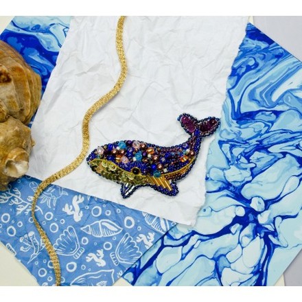 Синий кит Набор для вышивки бисером украшения на натуральном художественном холсте Абрис Арт AD-239 - Вышивка крестиком и бисером - Овца Рукодельница