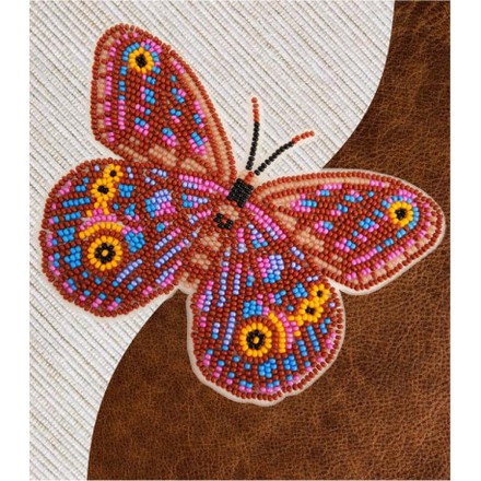 Набор для вышивки бисером бабочки с водорастворимым флизелином Вдохновение Euptychia Agatha NBFL-067 - Вышивка крестиком и бисером - Овца Рукодельница