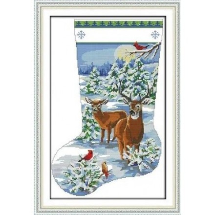 Різдвяна панчоха Набір для вишивання хрестиком з друкованою схемою на тканині Joy Sunday D930 - Вышивка крестиком и бисером - Овца Рукодельница