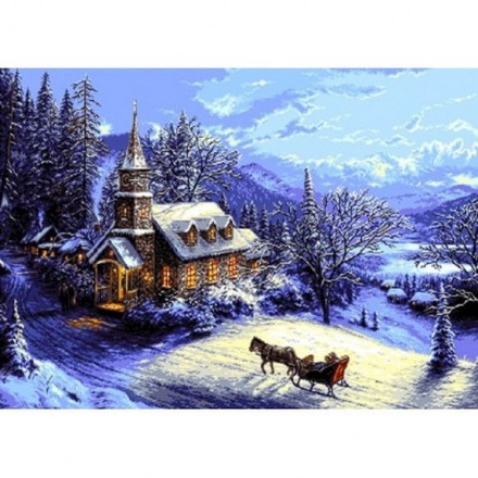 Набор для вышивания гобелен Goblenset G851 Домой на рождество - Вышивка крестиком и бисером - Овца Рукодельница
