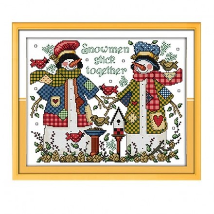 Різдвяний сніговик Набір для вишивання хрестиком з друкованою схемою на тканині Joy Sunday C591 - Вишивка хрестиком і бісером - Овечка Рукодільниця