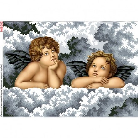 Ангели в хмаринках (срібло) Схема для вишивки бісером Biser-Art B502ба - Вишивка хрестиком і бісером - Овечка Рукодільниця