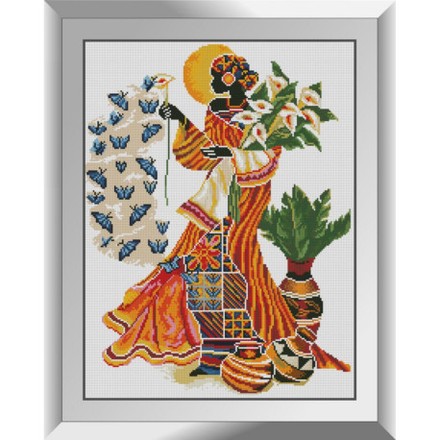 Африканка с синими бабочками Набор алмазной живописи Dream Art 31846D - Вишивка хрестиком і бісером - Овечка Рукодільниця