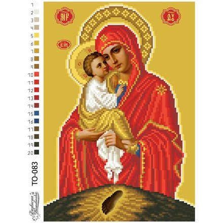 Схема картини Почаївська Ікона Божої Матері для вишивки бісером на тканині ТО083пн2232 - Вишивка хрестиком і бісером - Овечка Рукодільниця