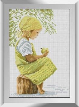 Набір для малювання каменями алмазний живопис Dream Art Дівчинка з яблуком (квадратні, повна) 31144D - Вишивка хрестиком і бісером - Овечка Рукодільниця