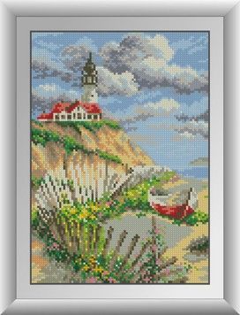 Набір для малювання каменями алмазний живопис Dream Art Човен біля маяка (квадратні, повна) 30550D - Вишивка хрестиком і бісером - Овечка Рукодільниця