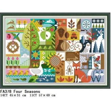 Чотири сезони Набір для вишивання хрестиком з друкованою схемою на тканині Joy Sunday FA378 - Вышивка крестиком и бисером - Овца Рукодельница