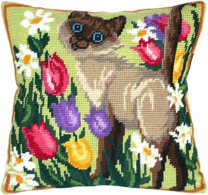 Сиамский кот. Набор для вышивки подушки. Чарівниця (V-52) - Вышивка крестиком и бисером - Овца Рукодельница