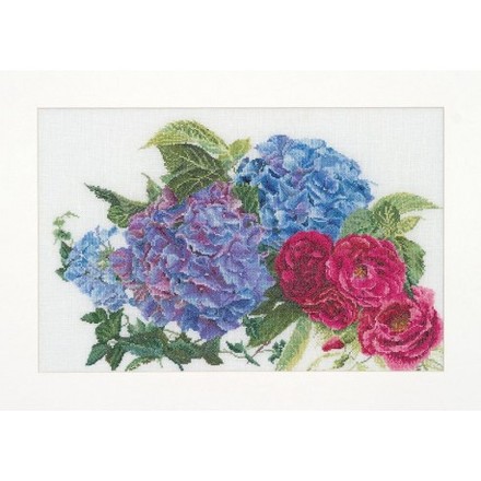 Набір для вишивання хрестиком Hydrangea & Rose Linen Thea Gouverneur 442 - Вишивка хрестиком і бісером - Овечка Рукодільниця