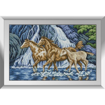 Лошади возле водопада Набор алмазной живописи Dream Art 31847D - Вишивка хрестиком і бісером - Овечка Рукодільниця
