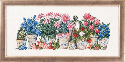 Розовые и голубые цветы. Набор для вышивания. Permin (12-5185) - Вышивка крестиком и бисером - Овца Рукодельница