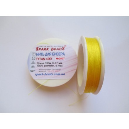 Бисерная нить TYTAN 2507 желтая 100м - Вышивка крестиком и бисером - Овца Рукодельница