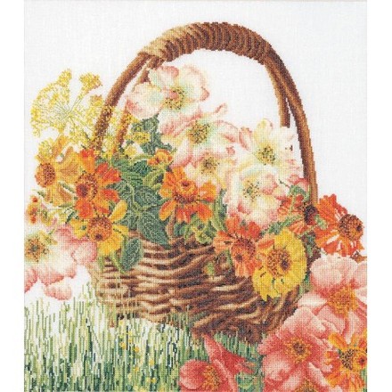 Набір для вишивання хрестиком Flower Basket Linen Thea Gouverneur 3064 - Вишивка хрестиком і бісером - Овечка Рукодільниця