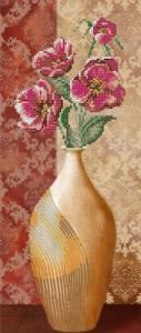 Квіти у вазі – 2. Тканина для вишивки бісером. Картини Бісером (S-130кб) - Вишивка хрестиком і бісером - Овечка Рукодільниця