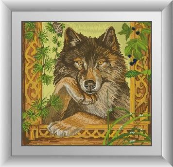 Набір для малювання каменями алмазний живопис Dream Art Вовк у вікні (квадратні, повна) 30988D - Вишивка хрестиком і бісером - Овечка Рукодільниця