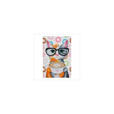Кофейная кошка. Набор для вышивания бисером. ВДВ (Украина) (ТН-0756) - Вышивка крестиком и бисером - Овца Рукодельница