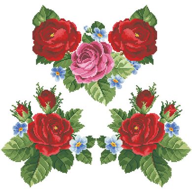 Заготовка жіночої вишиванки Королівські троянди, фіалки для вишивки бісером БЖ007шБнннн