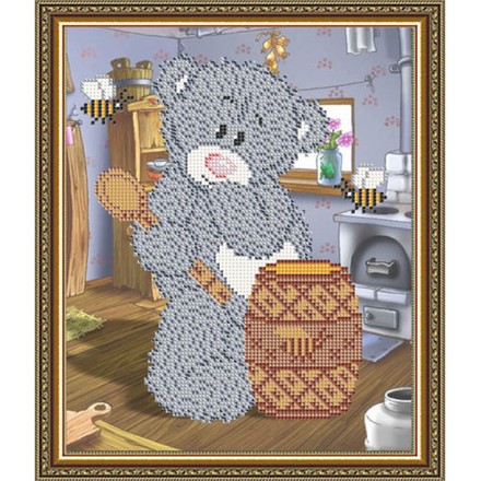 Схема на ткани для вышивания бисером ArtSolo Мишка с медом VKA4410 - Вишивка хрестиком і бісером - Овечка Рукодільниця
