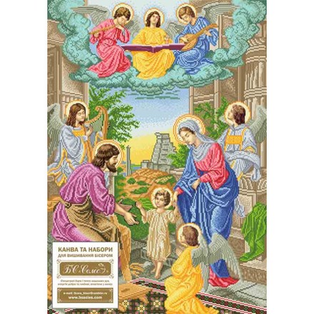 Свята родина (з ангелами) Канва з нанесеним малюнком для вишивання бісером БС Солес СРА-СХ - Вишивка хрестиком і бісером - Овечка Рукодільниця