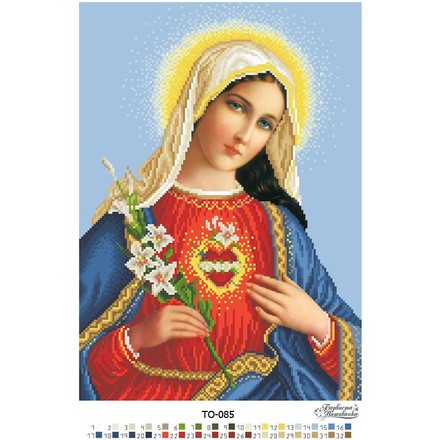 Схема картины Икона Открытое Сердце Марии для вышивки бисером на ткани ТО085ан3143 - Вышивка крестиком и бисером - Овца Рукодельница