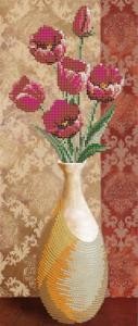 Цветы в вазе - 1. Ткань для вышивки бисером. Картины бисером (S-129кб) - Вышивка крестиком и бисером - Овца Рукодельница